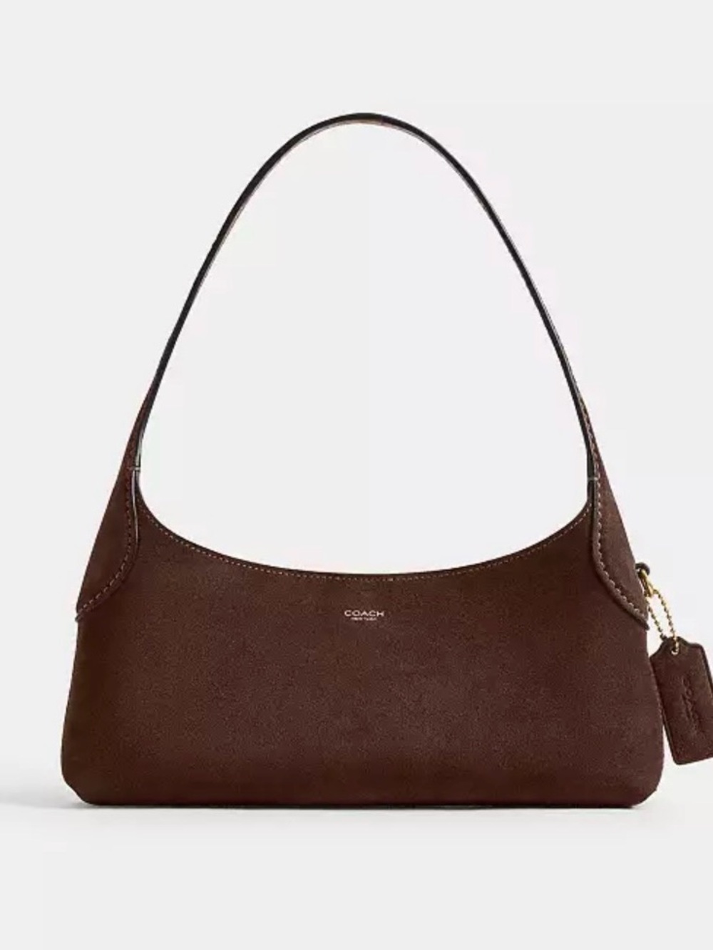 Coach Dark Brown Suede Shoulder Bag